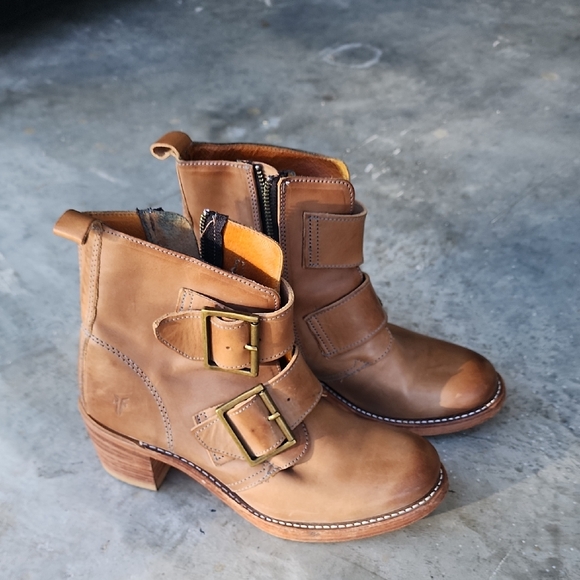 Frye Shoes - FRYE Sabrina Double Buckle Boots Made In USA